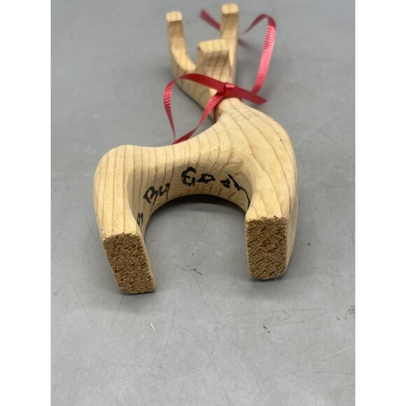 handmade Christmas reindeer carved wood figurine decoration brown 7" READ used w - Picture 7 of 8